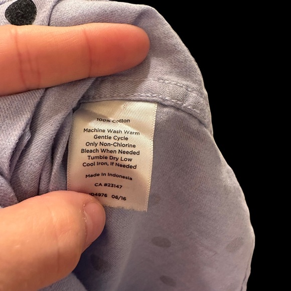 Talbots Shirt Size Small Cotton Button Down Blue Dotted Long Sleeve - Picture 9 of 12